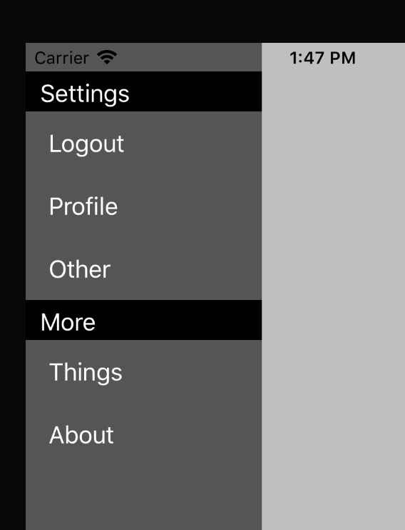 iOS slide in menu